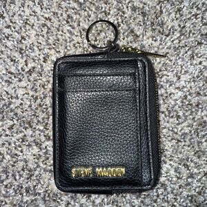 Steve Madden black mini wallet card holder with keychain